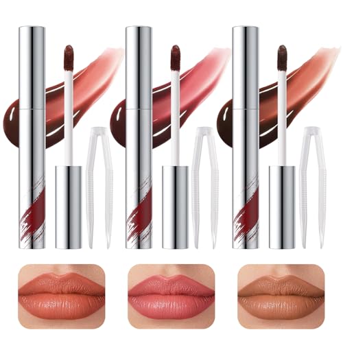 3 Stück Lip Stain Peel Off, Lip Tint Peel Off, Langanhaltend Wasserfest, Matte Textur, Hohe Farbsättigung, Nicht Klebend, für Frauen Geeignet (3 Farben) von Rbleote