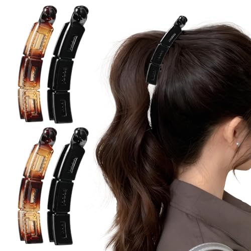 4 Stück Banana Clip,Bananenspange Haare,Retro Mode Bananen Haarspange,Rutschfestes Design,Geeignet für Frauen und Mädchen mit Dickem,Mittellangem und Langem Haar von Rbleote