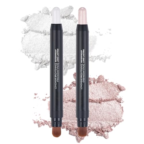 Lidschatten Stift 2 PCS,Lidschatten Stift Wasserfest 2-in-1,Wasserfeste,Perfekt Für Jeden Anlass,Smokey Eyes, Shimmer, Lang Anhaltend von Rbleote