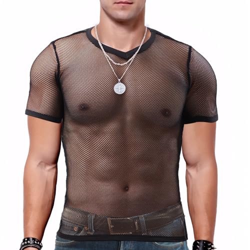 Netzhemd Herren, Netzshirt Herren, Ist mit Einer Silbernen Doppelschichtkette, Einem Durchscheinenden Design, Weit Verbreitet für Partys, Partys, Clubs Usw. Verwendet Netzhemd Herren, Netzshirt Herren, Ist mit Einer Silbernen Doppelschichtkette, Einem Durchscheinenden Design, Weit Verbreitet für Partys, Partys, Clubs Usw. Verwendet von Rbleote