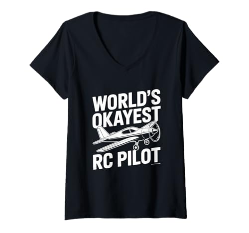 Damen Worlds Okayest RC Pilot Funny RC Plane T-Shirt mit V-Ausschnitt Damen Worlds Okayest RC Pilot Funny RC Plane T-Shirt mit V-Ausschnitt von Rc Plane Lover Humor Model Planes