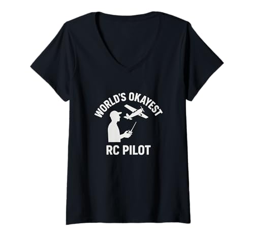 Damen Worlds Okayest RC Pilot Funny RC Plane T-Shirt mit V-Ausschnitt Damen Worlds Okayest RC Pilot Funny RC Plane T-Shirt mit V-Ausschnitt von Rc Plane Lover Humor Model Planes