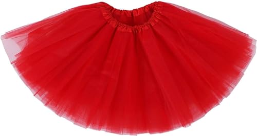 Damen Tütü Rock Minirock Petticoat Tanzkleid Dehnbaren Tutu Rock Ballettrock Tüllrock für Party (Rot) von Rcbmn