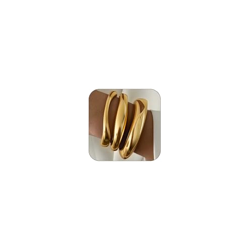 RchSLK 3 Stück klobige Gold-Armreifen für Frauen, Federscharnier-Armreifen, stapelbares Set, trendiges Manschettenarmband, Modeschmuck, Geschenke RchSLK 3 Stück klobige Gold-Armreifen für Frauen, Federscharnier-Armreifen, stapelbares Set, trendiges Manschettenarmband, Modeschmuck, Geschenke von RchSLK