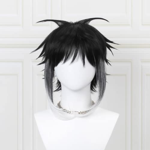 Akutagawa Ryunosuke Cosplay Perücke Männer Halloween Kostüm Party Anime Perücken mit Pony Schwarz Grau Gemischt von Rcrllya