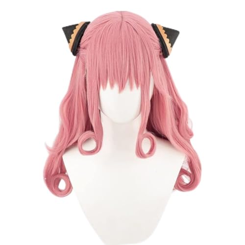 Anime Anya Forger Perücke mit Clip Anya Forger Erwachsene Cosplay Perücke Kurze Rosa Bob Cosplay Kostüm Zubehör von Rcrllya