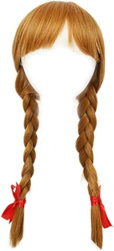 Anime Cosplay Annabelle Perücke Puppe Lange Licht Braun Doppel Tails Haar Zubehör Perücke für Coser Halloween Party Täglichen Synthetische Haar perücke Mit Freies Perücke Kappe von Rcrllya