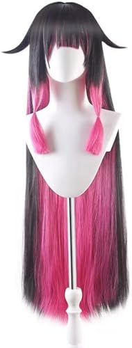 Anime Cosplay Genshin Impact Fatui Colum bina Langes schwarzes rotes Damen kostüm Haar perücken für Party Halloween Perücke von Rcrllya