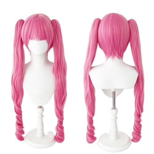 Anime Cosplay lange rosa Perücke Perona Cosplay Perücke lockigen Doppel Pferdes chwänzen für Frauen Haar perücken Hitze beständige synthetische Perücken für Halloween-Kostüm Party Spiel Perücke Cap von Rcrllya