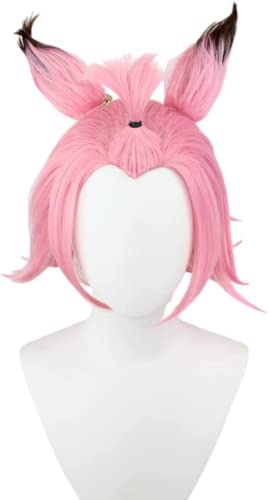 Anime Genshin Impact Cosplay Perücke Diona Katzlein Perücke Damen mit Doppel Ohr Rosa Kurzhaar perücken für Halloween Party Kostüm Karneval Perücke Mütze von Rcrllya