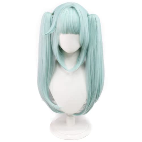 Anime Genshin Impact Cosplay Perücke Faruzan Perücke Damen Light Cyan Double Tiger Clip Pferdes chwanz Haar perücken für Halloween Party Kostüm Karneval Perücke Mütze von Rcrllya