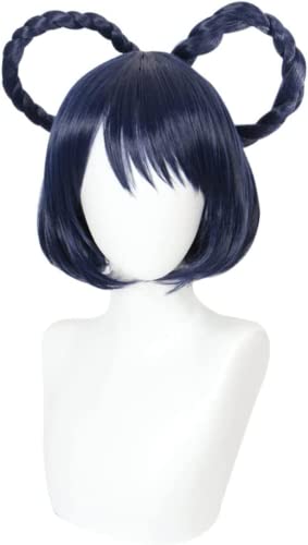 Anime Genshin Impact Cosplay Perücke Xiang ling Perücke Blau Bob Haar perücken für Halloween Party Kostüm Karneval Perücke Mütze von Rcrllya