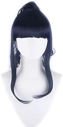 Anime Hyuga Hinata Perücken Cosplay Kostüm Schwarz Blau Gerade Gepflegte Pony und Lockige Pferdes chwanz Haar Perücke Mütze von Rcrllya