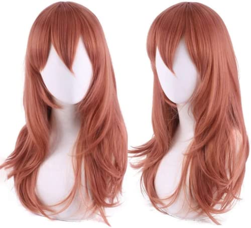 Anime Kettensäge Mann Cosplay Perücken für Angel Perücke Damen Orange Lockige lange Pferdes chwanz Haar perücken für Halloween Party Kostüm Karneval Perücke Mütze von Rcrllya