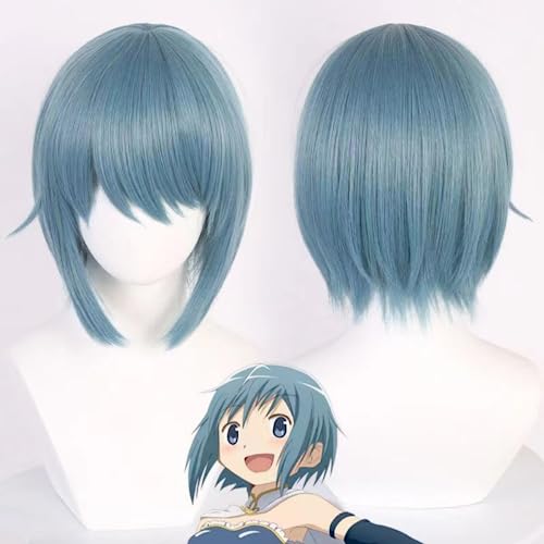 Anime Puella Magi Madoka Magica Cosplay Miki Sayaka Cosplay Perücke kurze blaue Sayaka Perücke Haarnadel hitze beständige Perücken kappe von Rcrllya