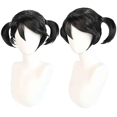 Anime SPY×FAMILY Cosplay Perücke Becky Blackbell Schwarz Doppel Pferdeschwanz Braid Synthetische Haar Perücken für Halloween Cosplay Kostüm Perücke Kappe von Rcrllya