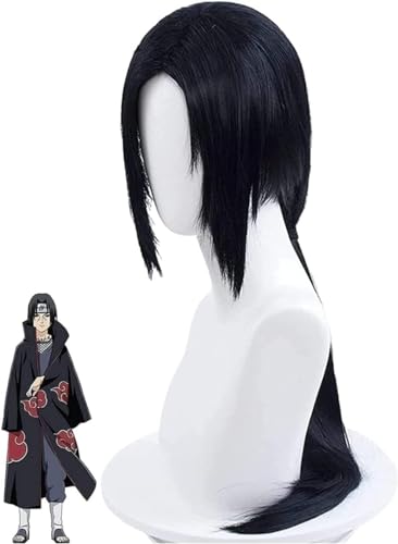 Anime Uchiha Itachi Cosplay Perücke lange schwarze Haar perücken mit Perücken kappe für Halloween-Karnevals kostüm party von Rcrllya