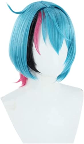 Anime Vtuber NIJISANJI EN ILUNA Kyo Kaneko Cosplay Perücke Blau Gemischt Rosa Kurze Haare Halloween Kostüm Party Perücken Perücke Kappe von Rcrllya