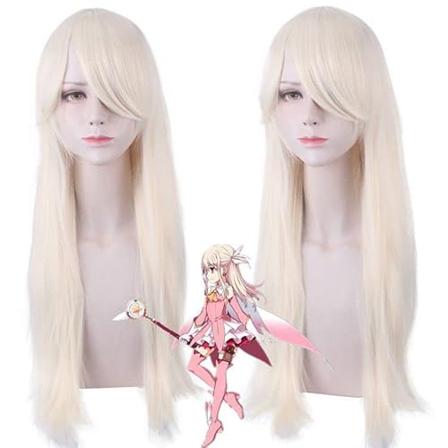 FGO Illyasviel Von Einzbern Cosplay Perücke Fate Kaleid Liner Illya Cosplay Beige Lange Haar Hitze Beständig Synthetische Haar Haarnetz von Rcrllya