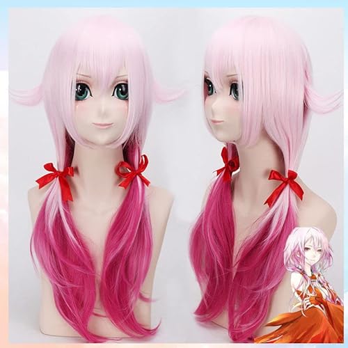 Guilty Crown Yuzuriha Inori Headwear Lange Rosa Rot Gemischte Farbe Heat Resistant Synthetische Haar Halloween Cosplay Freies Perücke Kappe von Rcrllya