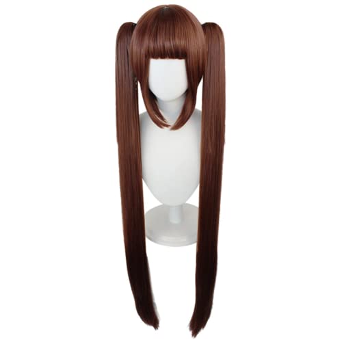 Nekopara Cosplay Chocola Vanille Perücke mit Pony für Frauen mit Zwei Pferdeschwänzen Lange Gerade Braun Haar Synthetische für Halloween Kostüm party von Rcrllya