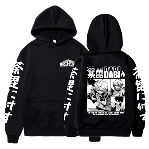 Rcrllya Anime My Hero Academia Hoodie Dabi Manga Icons Sweatshirt MHA Oberteile Boku No Hero Academia Geschenk Kleidung Sudadera Felpa Moletom (Schwarz,S) von Rcrllya