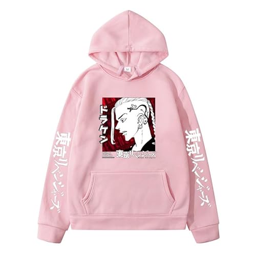 Rcrllya Anime Sweatshirts Tokyo Revengers Hoodies Herren Sweatshirt mit Kapuze Draken Hoodie für Herren Hip Hop Kleidung (Rosa,S) von Rcrllya