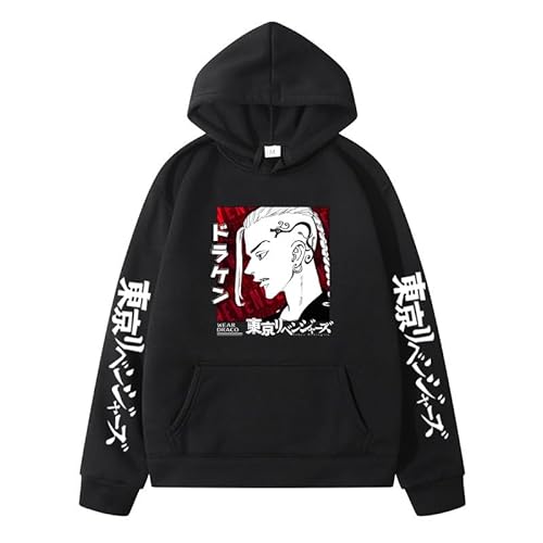 Rcrllya Anime Sweatshirts Tokyo Revengers Hoodies Herren Sweatshirt mit Kapuze Draken Hoodie für Herren Hip Hop Kleidung (Schwarz,3XL) von Rcrllya