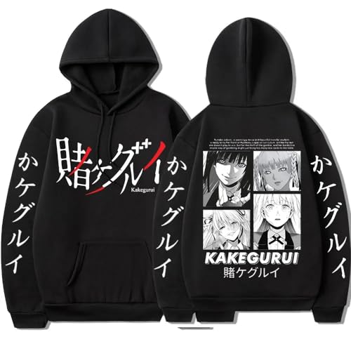 Rcrllya Kakegurui Anime Hoodies Cosplay Yumeko Jabami Damen Freizeit-Sweatshirts Tasche lose Kleidung Pullover (Schwarz,L) von Rcrllya