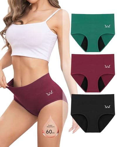 Rdiner Perioden UnterwäSche Damen 60ML, Starke StröMung Hohe SaugfäHigkeit MenstruationsunterwäSche MäDchen, PeriodenunterschwäSche Starke Blutung Für Frauen & MäDchen (3er Pack) XXL von Rdiner