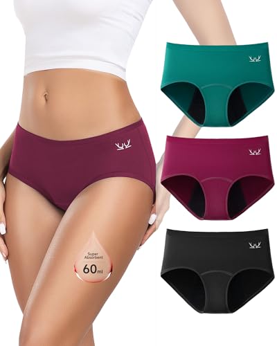 Rdiner Perioden UnterwäSche Damen 60ML, Starke StröMung Hohe SaugfäHigkeit Tiefe Taille MenstruationsunterwäSche MäDchen, PeriodenunterschwäSche Starke Blutung Für Frauen & MäDche XL von Rdiner