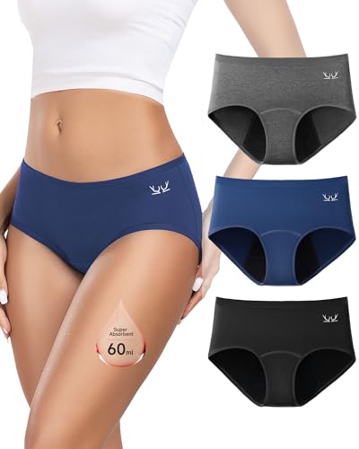 Rdiner Perioden UnterwäSche Damen 60ML, Starke StröMung Hohe SaugfäHigkeit Tiefe Taille MenstruationsunterwäSche MäDchen, PeriodenunterschwäSche Starke Blutung Für Frauen & MäDche XS von Rdiner