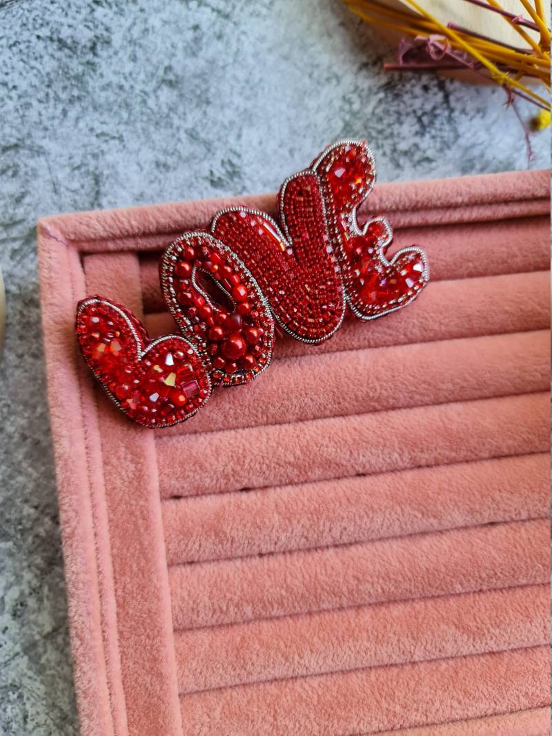 Love Brosche - Rote Kristall von RdjewelryDesigns