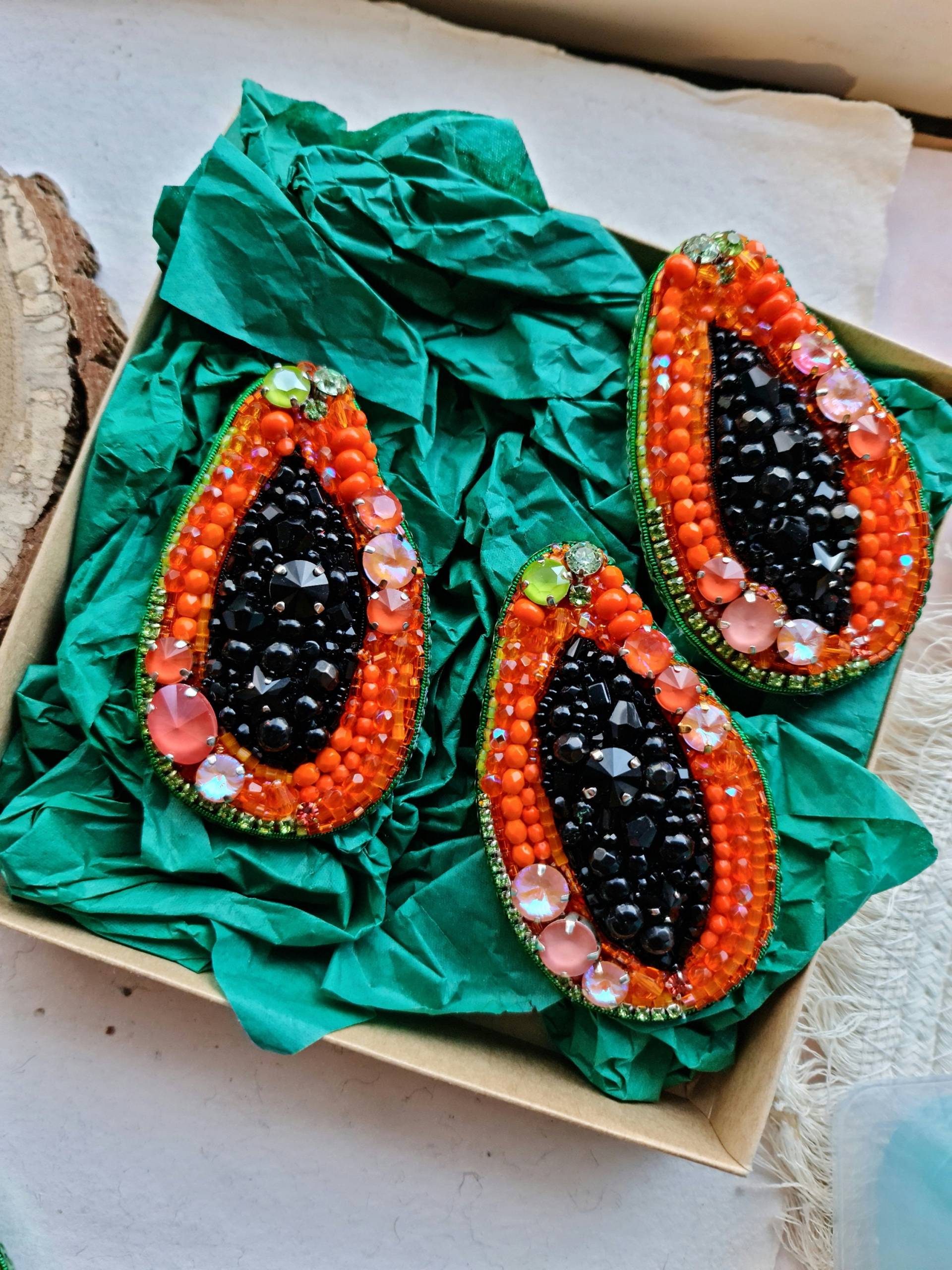 Papaya Große Brosche, Geschenk Zum Muttertag von RdjewelryDesigns