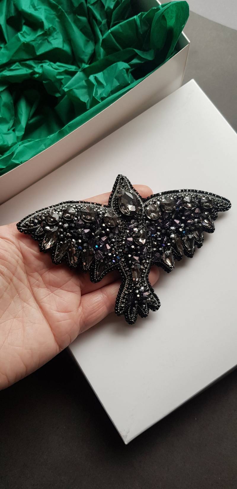 Perlen Raben Brosche Schwarze Vogel Brosche, Hexe Cosplay Perlen Raben Brosche Schwarze Vogel Brosche, Hexe Cosplay von RdjewelryDesigns