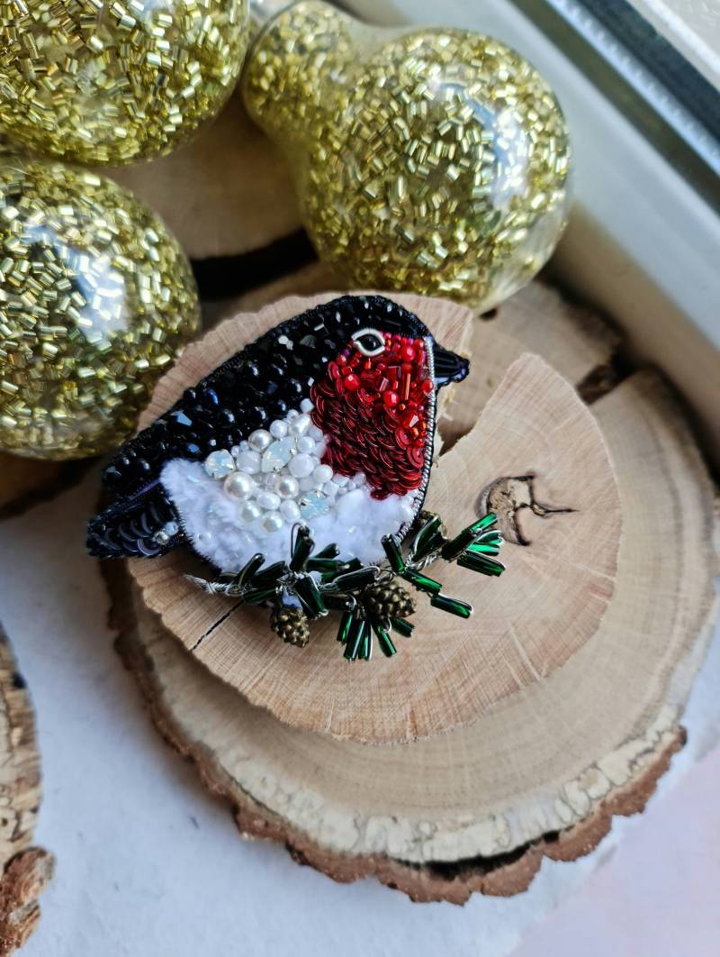 Rotkehlchen-Anhänger Weihnachts-Vogel-Brosche - Sparkling Holiday Delight Rotkehlchen-Anhänger Weihnachts-Vogel-Brosche - Sparkling Holiday Delight von RdjewelryDesigns