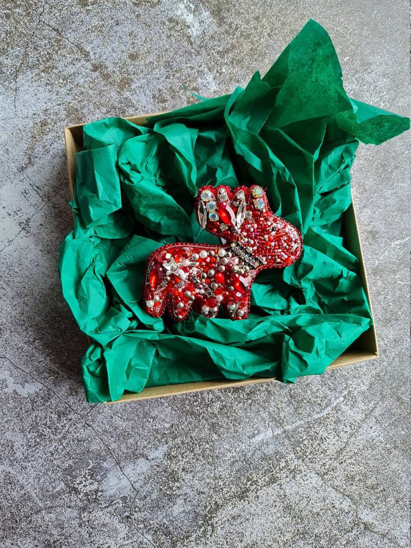Weihnachtstier Brosche, Hirsch Perlenbrosche Weihnachtstier Brosche, Hirsch Perlenbrosche von RdjewelryDesigns