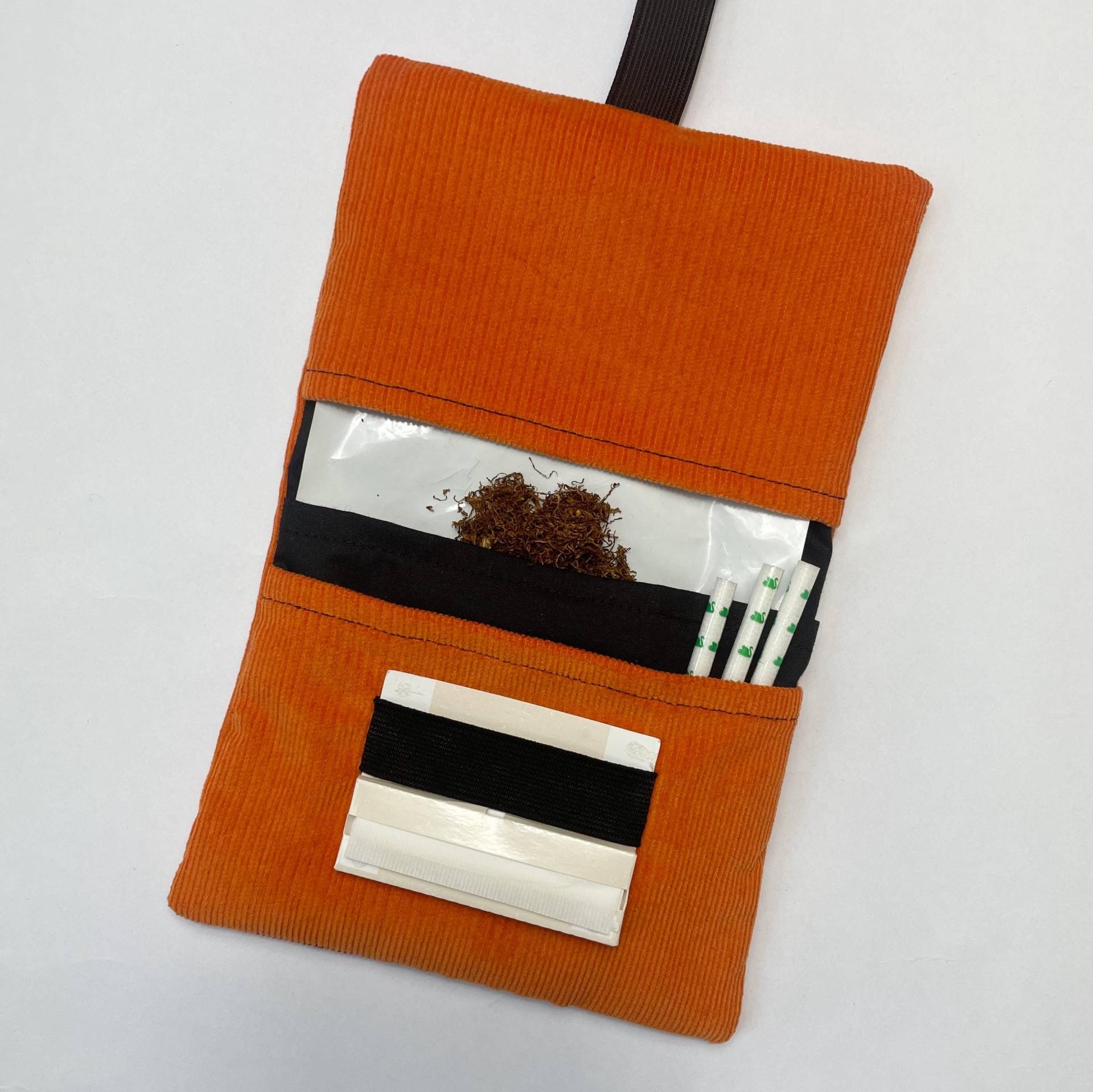 Handgemachte Orange Cord Tabaktasche von RdnDesign