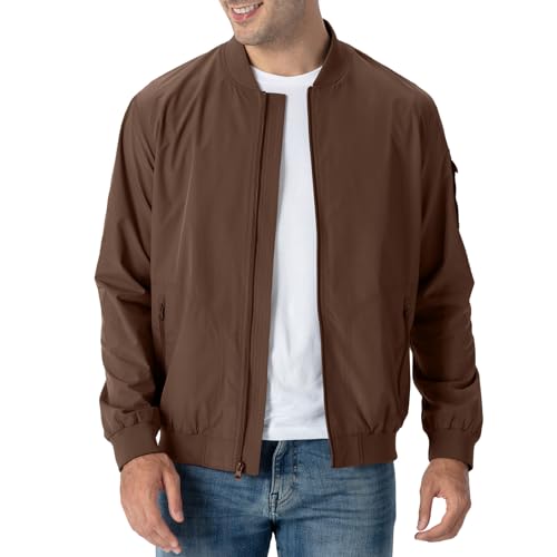 Rdruko Bomberjacke Herren Blouson jacke Übergangsjacke Leichte Fliegerjacke Herbst Male Freizeit Outdoor Jacken-Braun L von Rdruko