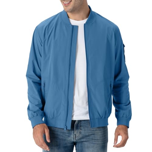 Rdruko Bomberjacke Herren Blouson jacke Übergangsjacke Leichte Fliegerjacke Herbst Male Freizeit Outdoor Jacken-Denim Blau XXL von Rdruko