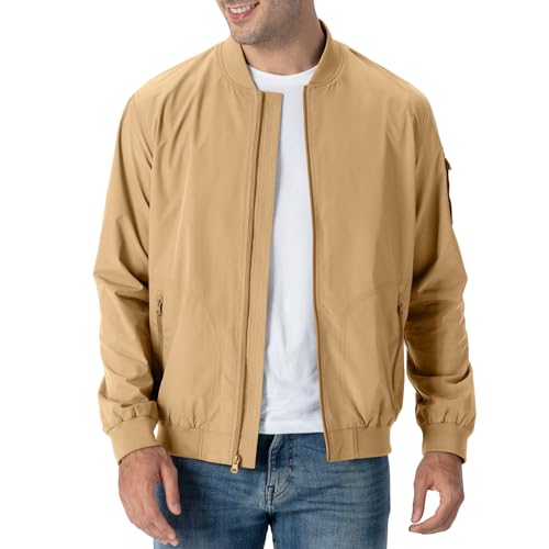 Rdruko Bomberjacke Herren Blouson jacke Übergangsjacke Leichte Fliegerjacke Herbst Male Freizeit Outdoor Jacken-Helles Kamel XXL von Rdruko