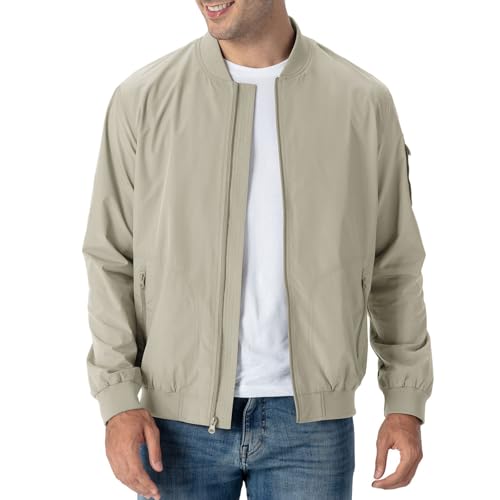 Rdruko Bomberjacke Herren Blouson jacke Übergangsjacke Leichte Fliegerjacke Herbst Male Freizeit Outdoor Jacken-Helles Khaki XL von Rdruko