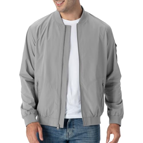 Rdruko Bomberjacke Herren Blouson jacke Übergangsjacke Leichte Fliegerjacke Herbst Male Freizeit Outdoor Jacken-Hellgrau S von Rdruko