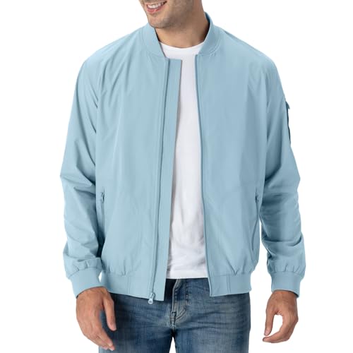Rdruko Bomberjacke Herren Blouson jacke Übergangsjacke Leichte Fliegerjacke Herbst Male Freizeit Outdoor Jacken-Himmelblau L von Rdruko