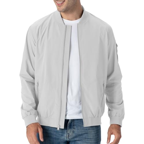 Rdruko Bomberjacke Herren Blouson jacke Übergangsjacke Leichte Fliegerjacke Herbst Male Freizeit Outdoor Jacken-Silberweiß S von Rdruko