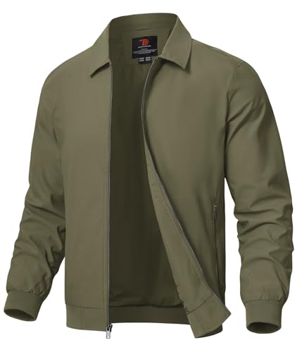 Rdruko Bomberjacke Herren Blouson Jacke Übergangsjacke Leichte Freizeitjacke Outdoor Jacken mit Innentasche für Wandern Golf Laufen (Armeegrün, M) von Rdruko