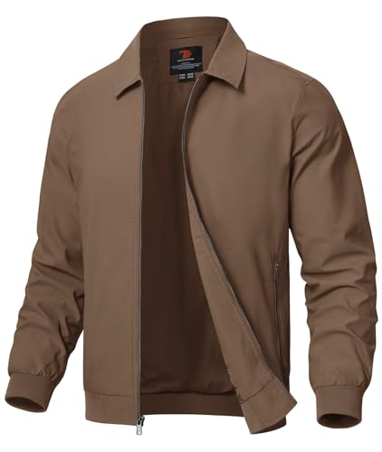 Rdruko Bomberjacke Herren Blouson Jacke Übergangsjacke Leichte Freizeitjacke Outdoor Jacken mit Innentasche für Wandern Golf Laufen (Kaffeebraun, S) von Rdruko