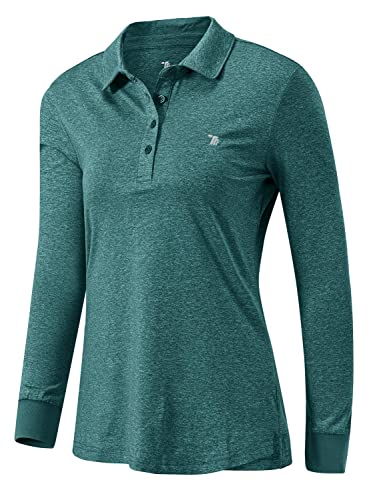 Rdruko Damen Langarm Polo Golf Shirts Casual Sport T-Shirts, Schwarzes Grün, Groß von Rdruko