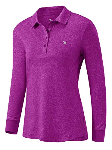 Rdruko Damen Langarm Polo Golf Shirts Casual Sport T-Shirts mit Dünn Fleece - Rot - Groß von Rdruko
