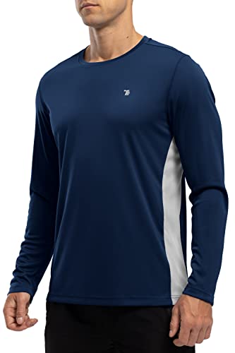 Rdruko Herren Activewear Langarm-Tops, atmungsaktives Lauf-Top für Herren, schnell trocknendes Sport-T-Shirt, UV-Schutz, Wandern, Angeln, Schwimmshirt, marineblau, XL von Rdruko